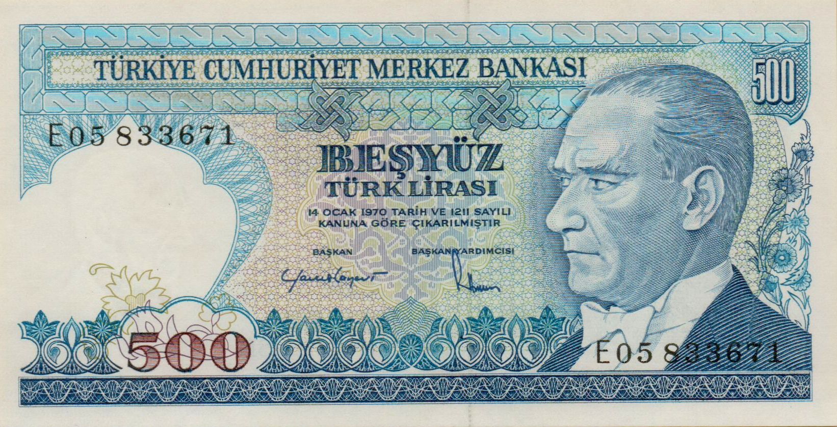 Turkey 500 1984 UNC P-195/3